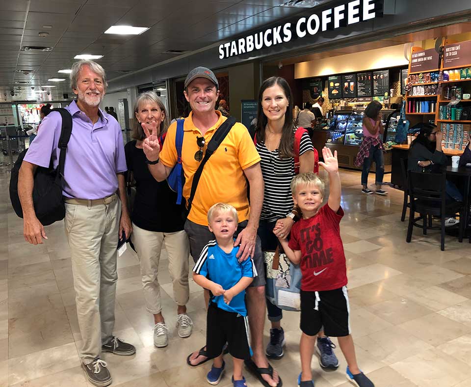 family good-byes at the airport